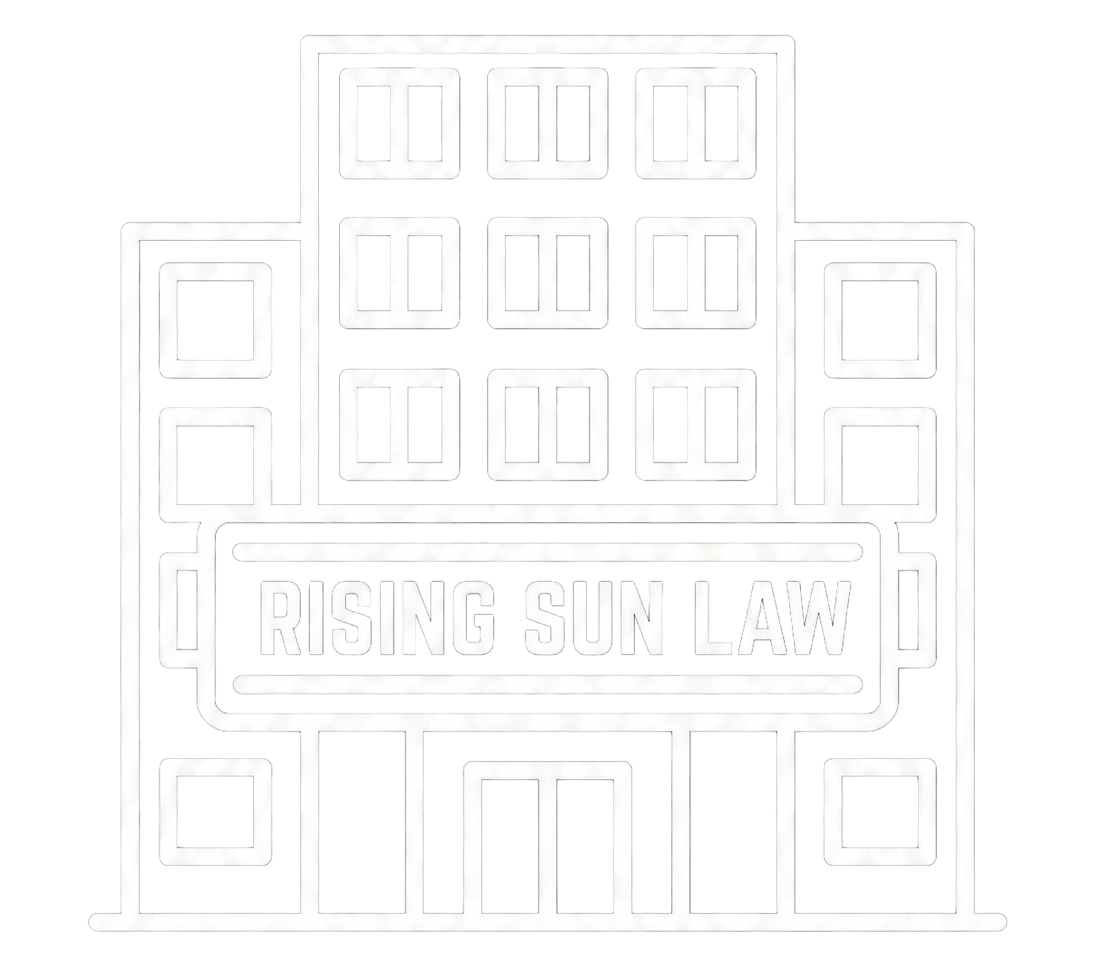 A picture of the Rising Sun Law office building in white icon format